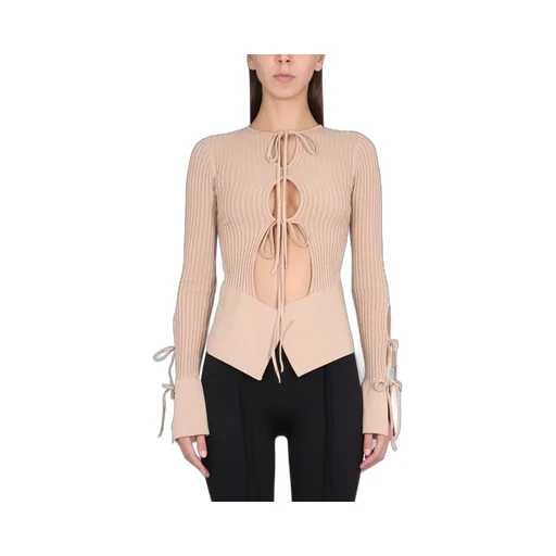Andreadamo Knitted Tie-Front Cardigan Top