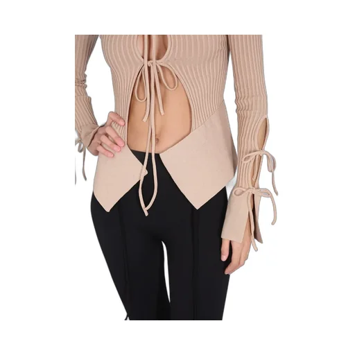 Andreadamo Knitted Tie-Front Cardigan Top