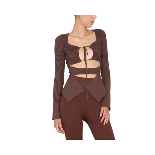 Andreadamo Ribbed Cutout Detail Tops