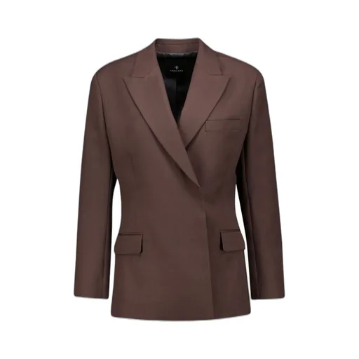 Anine Bing Double-Breasted Padded Shoulder Blazer