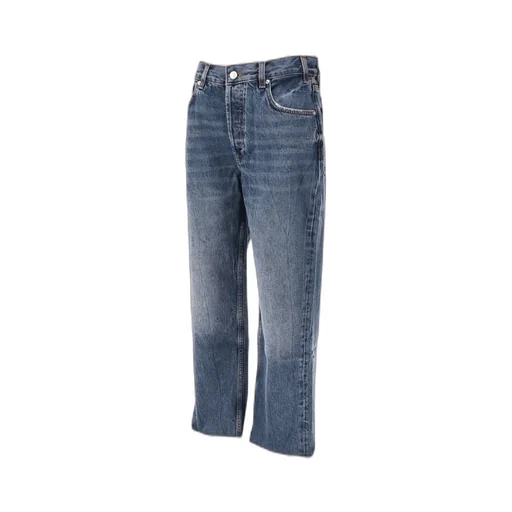 Anine Bing Gavin Logo Patch Frayed-Hem Jeans