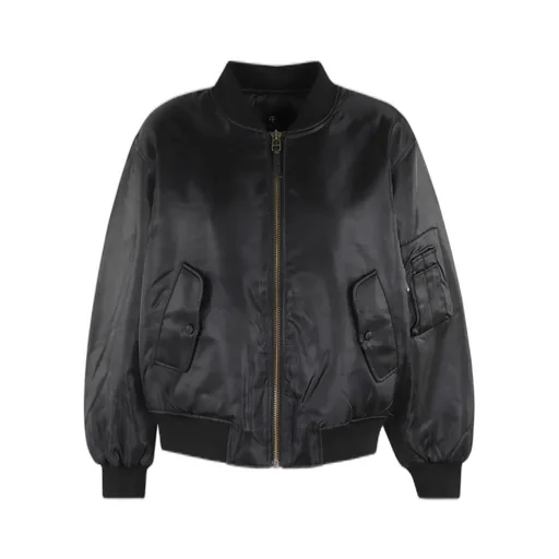 Anine Bing Leon Satin Zipped Bomber Jacket