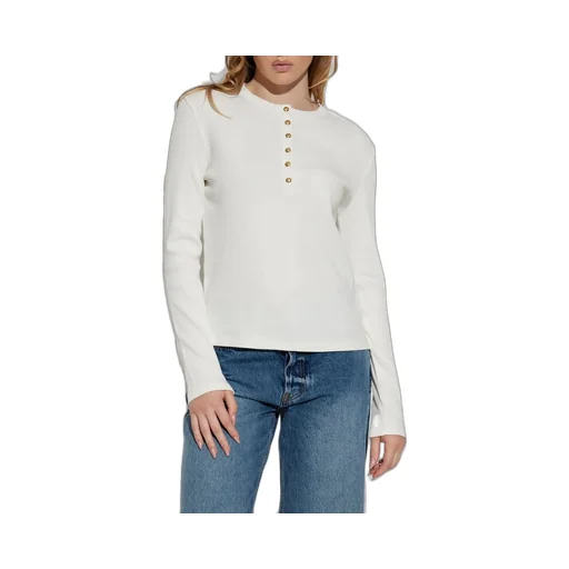 Anine Bing Alessia Half-Button Ribbed T-Shirt