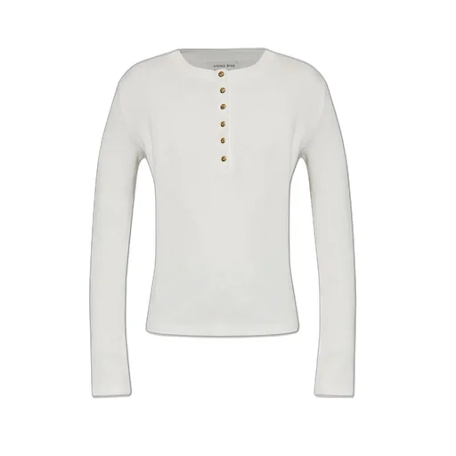 Anine Bing Alessia Half-Button Ribbed T-Shirt