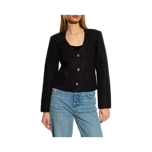Anine Bing Anitta V-Neck Tweed Cropped Jacket