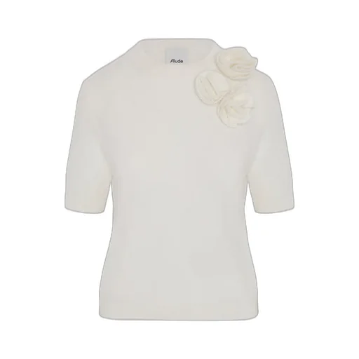 Allude Floral Appliqué Crewneck Jumper