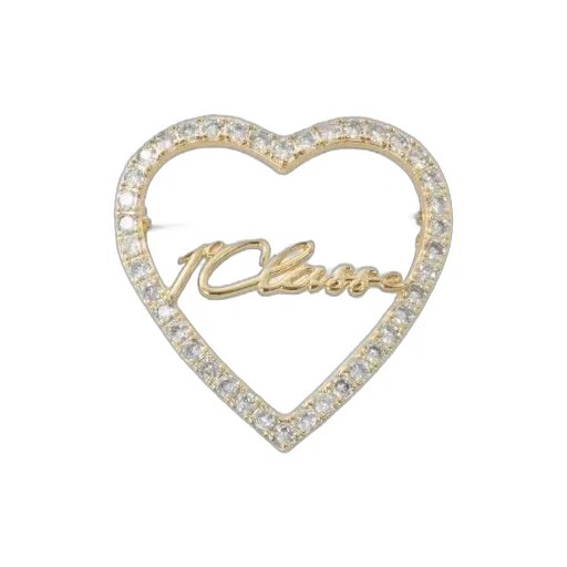 Alviero Martini Pavé Heart Logo Brooch
