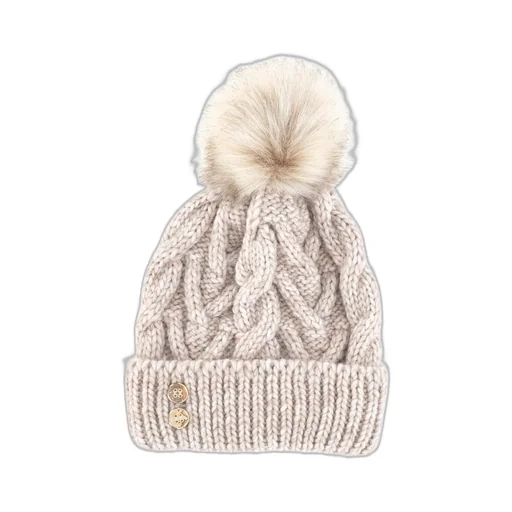 Alviero Martini Cable Knit Pom-Pom Hat