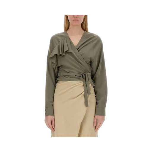 Alysi Cropped Ruffled Wrap Top