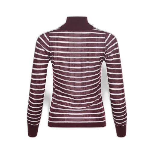Alysi Quilted Long Sleeve Striped Turtleneck Top
