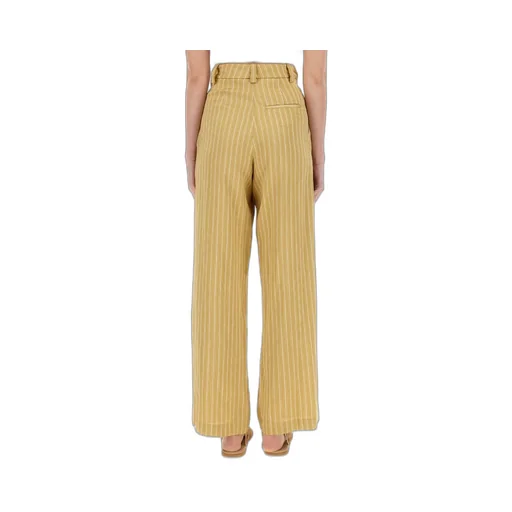 Alysi Pleated Striped Satin Tailored Trousers
