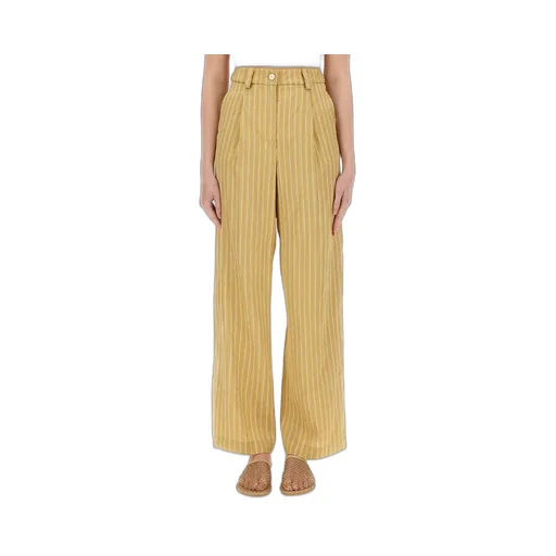 Alysi Pleated Striped Satin Tailored Trousers
