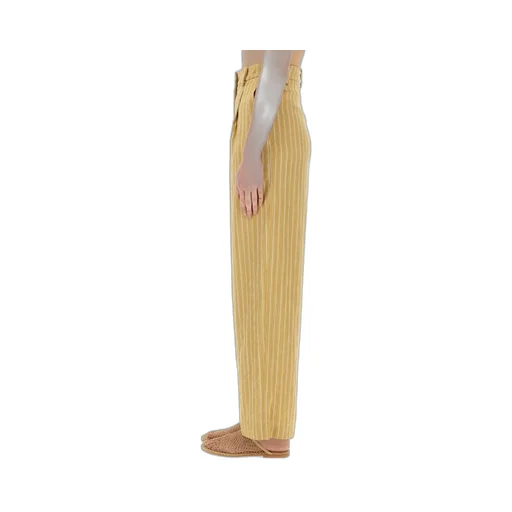 Alysi Pleated Striped Satin Tailored Trousers
