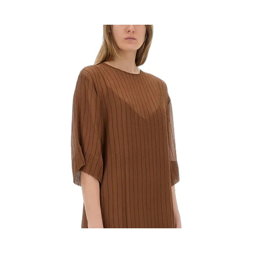 Alysi Short Sleeved Striped Midi Dress