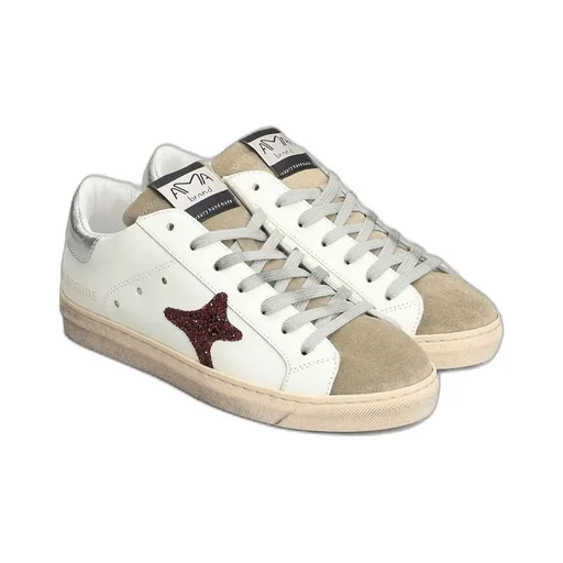 Ama Brand Glitter-Star Lace-Up Sneakers