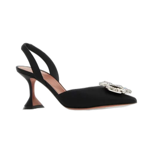 Amina Muaddi Begum Embellished Satin Slingback Pumps