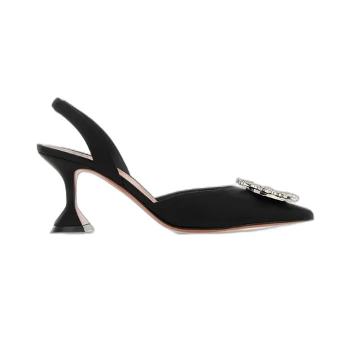 Amina Muaddi Begum Embellished Satin Slingback Pumps