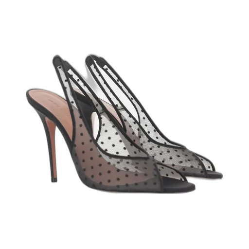 Amina Muaddi Kristina Lace Sling Sandals