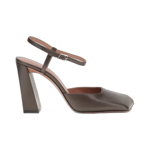 Amina Muaddi Block Heel Strap Pumps
