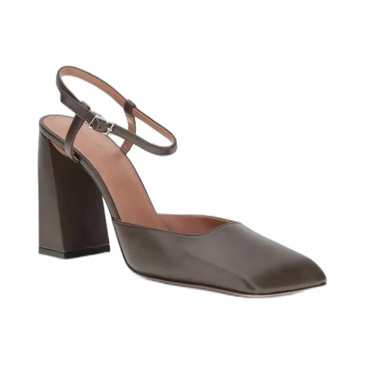 Amina Muaddi Block Heel Strap Pumps