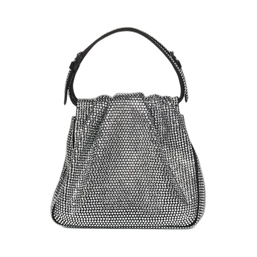 Amina Muaddi Vittoria Full Embellished Satin Tote Bag