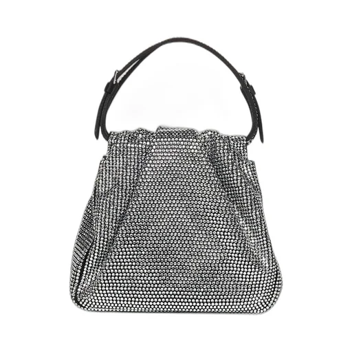 Amina Muaddi Vittoria Full Embellished Satin Tote Bag