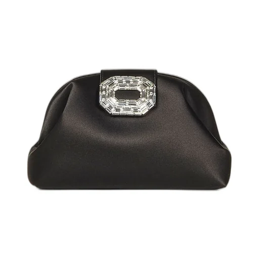 Amina Muaddi Satin Embellished Clutch Bag