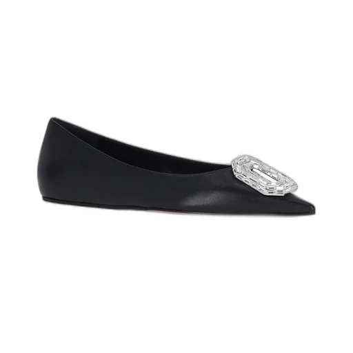 Amina Muaddi Camelia Pointed Toe Ballet Flats