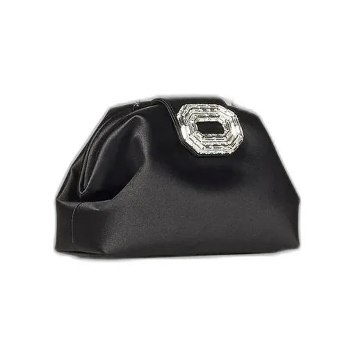 Amina Muaddi Satin Embellished Clutch Bag