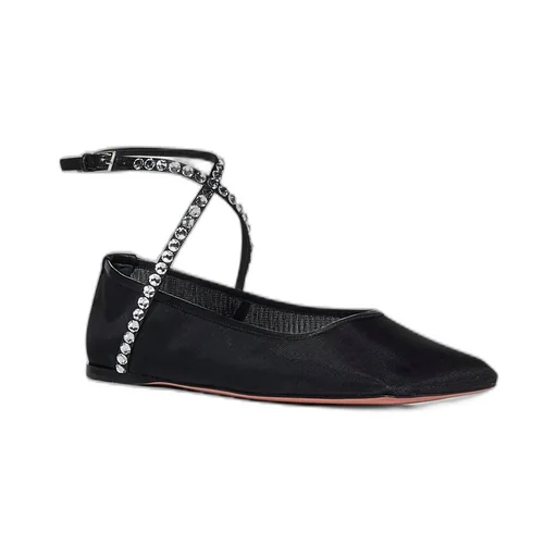 Amina Muaddi Ane Mesh Embellished Flat Shoes