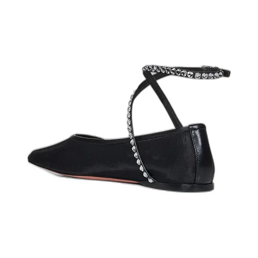 Amina Muaddi Ane Mesh Embellished Flat Shoes