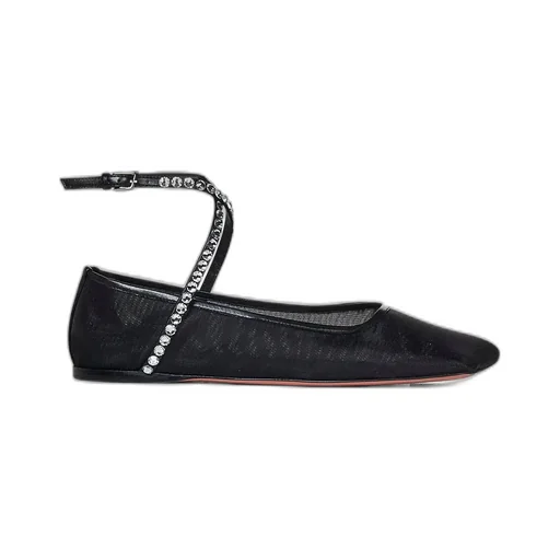 Amina Muaddi Ane Mesh Embellished Flat Shoes