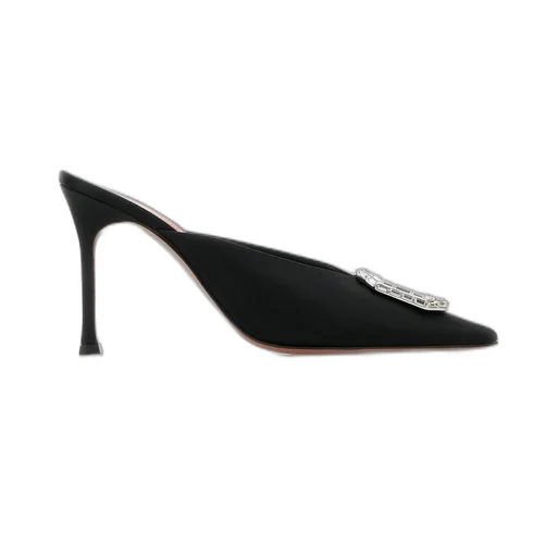 Amina Muaddi Camelia Embellished Satin Mules