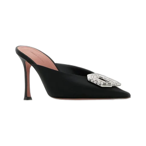 Amina Muaddi Camelia Embellished Satin Mules