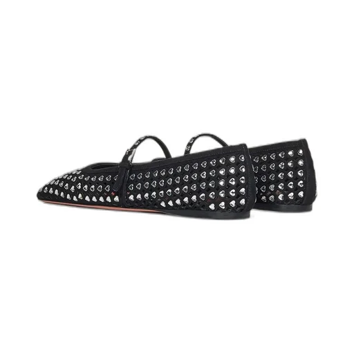 Amina Muaddi Ane Embellished Square Toe Ballet Flats