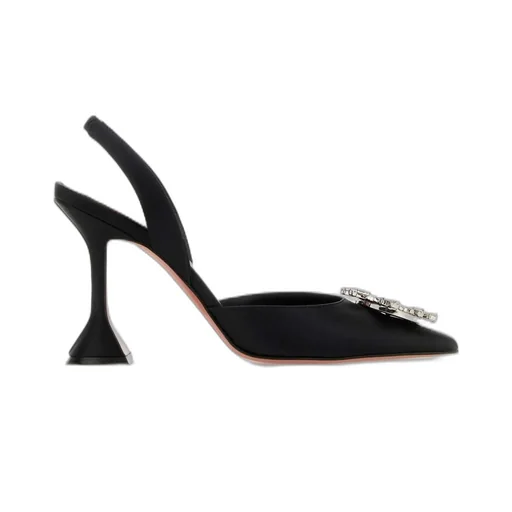 Amina Muaddi Begum Embellished Satin Slingback Pumps