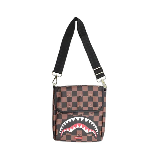 Sprayground Logo Detailed Checked Messenger Bag