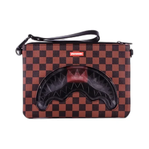 Sprayground Checked Shark Clutch Bag