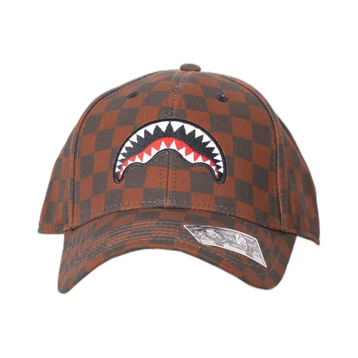 Sprayground Shark Patch Checked Baseball Cap