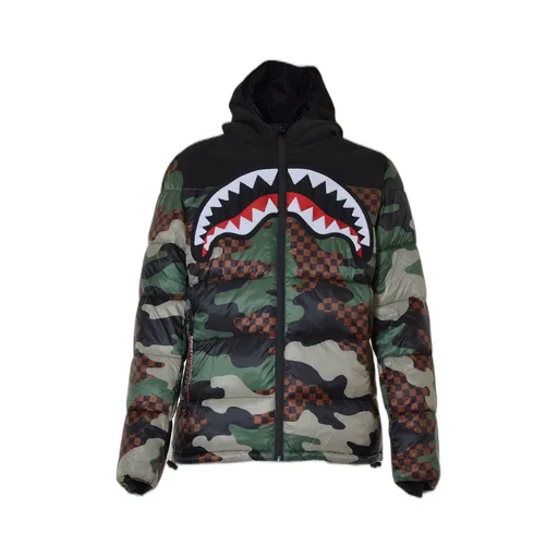Sprayground Camo Checkered Puffer Down Jacket
