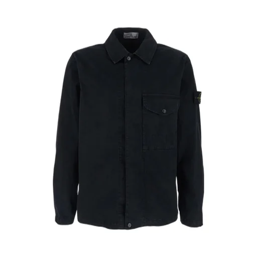 Stone Island Logo Patch Long Sleeved Shirt Jacket