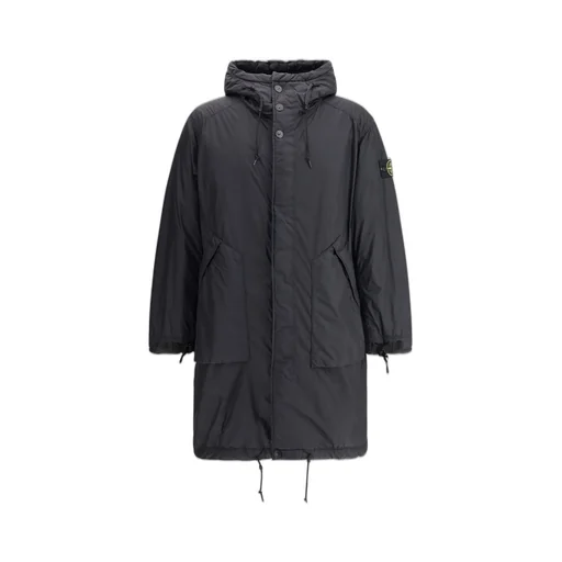 Stone Island Logo Patch Hooded Drawstring Coat
