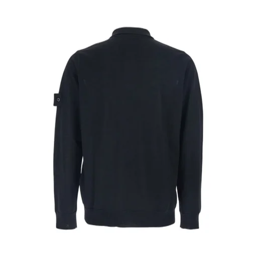 Stone Island Logo Patch Long Sleeved Polo Shirt