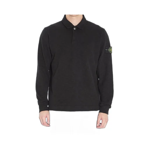 Stone Island Logo-Patch Long-Sleeved Polo Shirt
