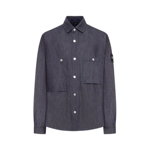 Stone Island Logo Patch Curved Hem Shirt
