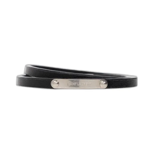 Saint Laurent Logo Engraved Double-Wrap Bracelet