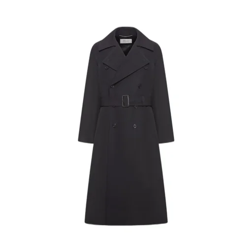Saint Laurent Double-Breasted Belted Long Coat