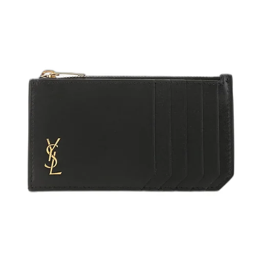 Saint Laurent Logo Plaque Zip-Up Cardholder