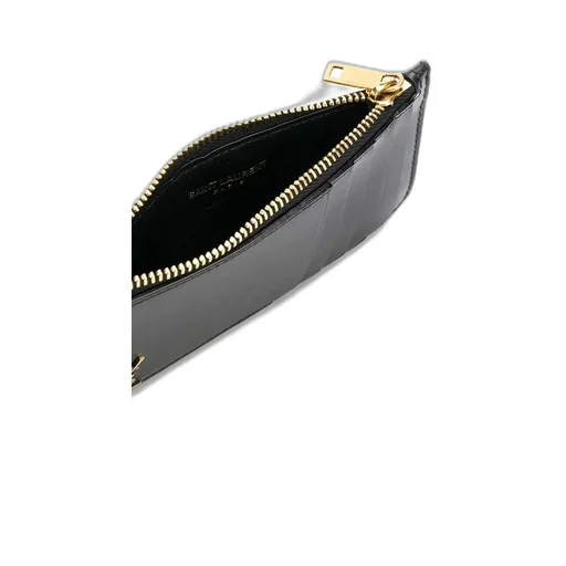 Saint Laurent Logo Plaque Zip-Up Cardholder