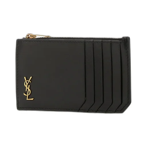 Saint Laurent Logo Plaque Zip-Up Cardholder